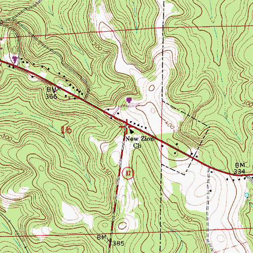 Topographic Map of New Zion Baptist Church, AL