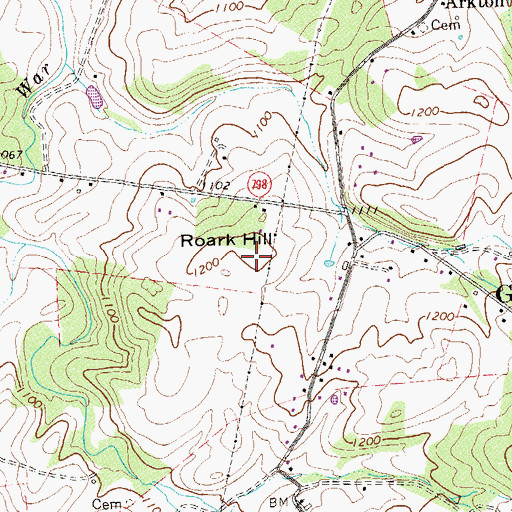 Topographic Map of Roark Hill, VA