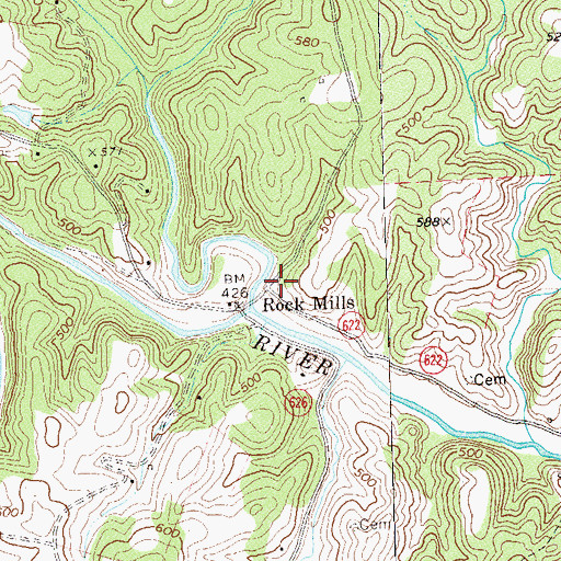 Topographic Map of Rock Mills, VA