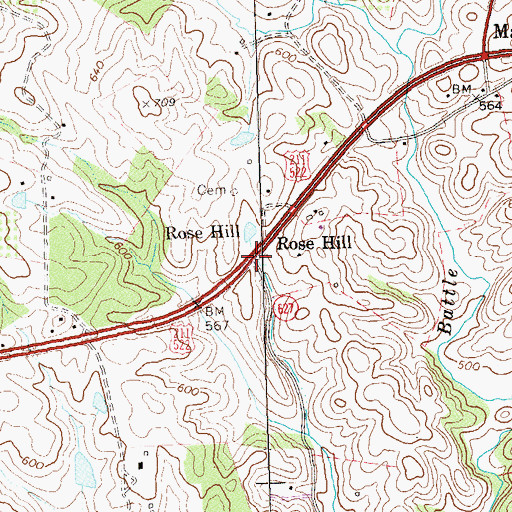Topographic Map of Rose Hill, VA