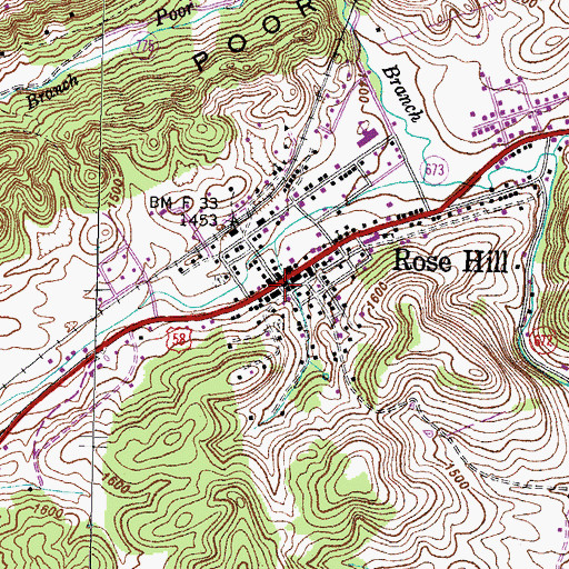 Topographic Map of Rose Hill, VA