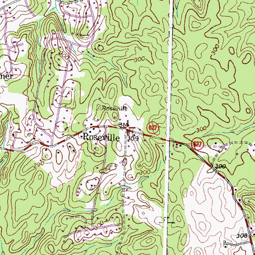 Topographic Map of Roseville, VA