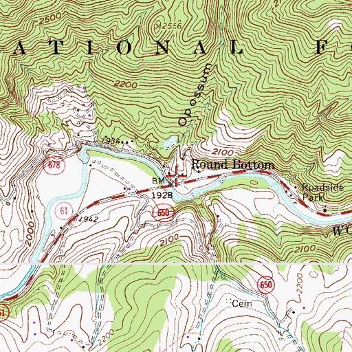 Topographic Map of Round Bottom, VA