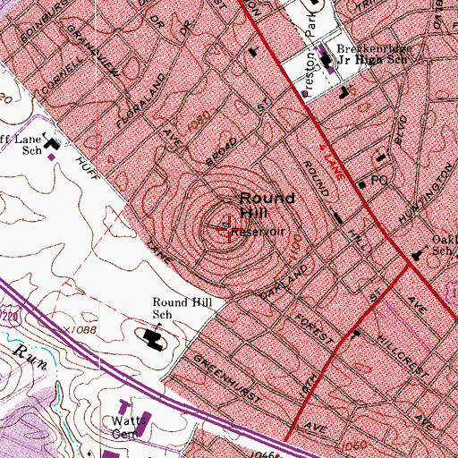 Topographic Map of Round Hill, VA