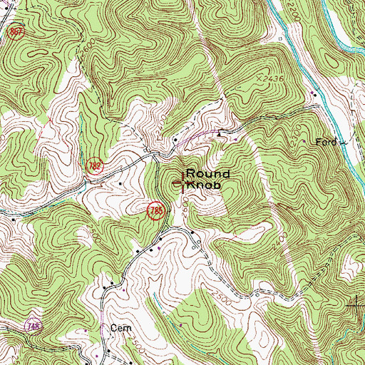 Topographic Map of Round Knob, VA