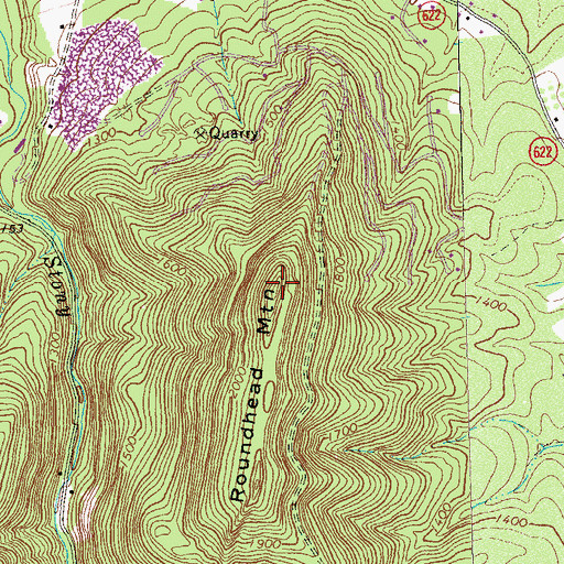 Topographic Map of Roundhead Mountain, VA