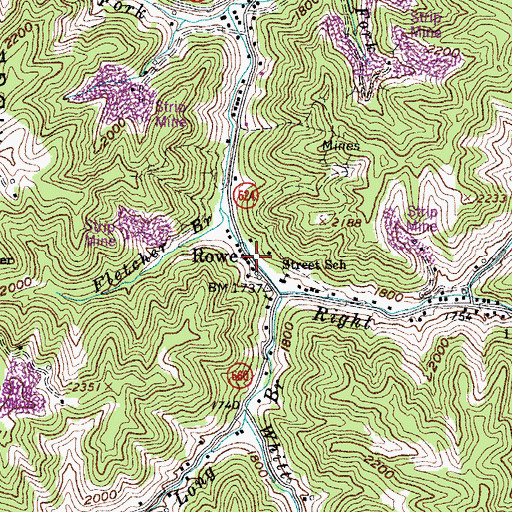 Topographic Map of Rowe, VA