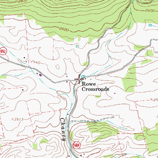 Topographic Map of Rowe Crossroads, VA