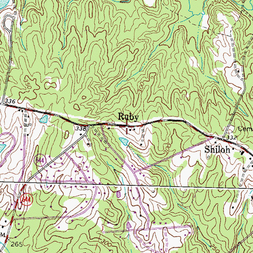 Topographic Map of Ruby, VA
