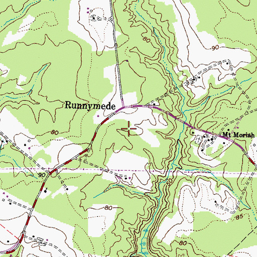 Topographic Map of Runnymede, VA