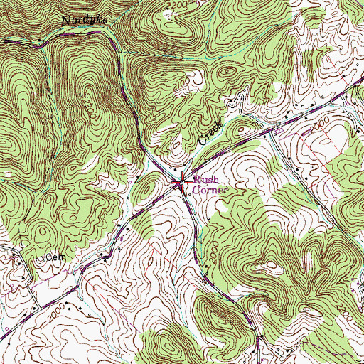 Topographic Map of Rush Corner, VA
