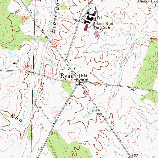 Topographic Map of Ryan, VA