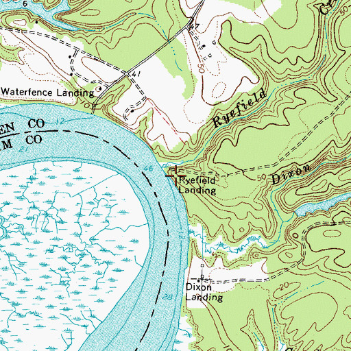Topographic Map of Ryefield Landing, VA