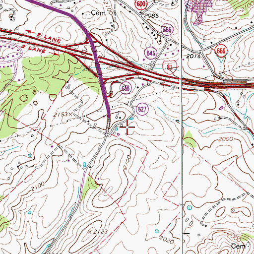 Topographic Map of Carilion Saint Albans Hospital of Christiansburg, VA