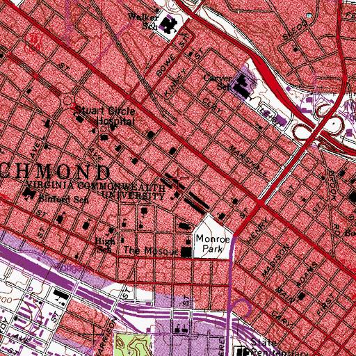 Topographic Map of Saint Lukes Hospital, VA