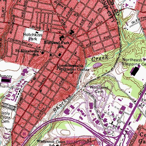 Topographic Map of Salvation Army Hospital, VA