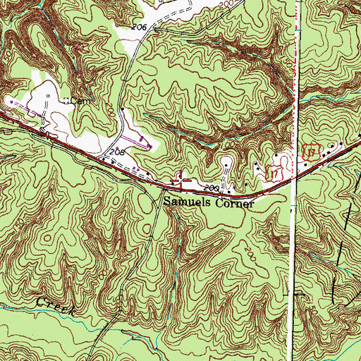 Topographic Map of Samuels Corner, VA