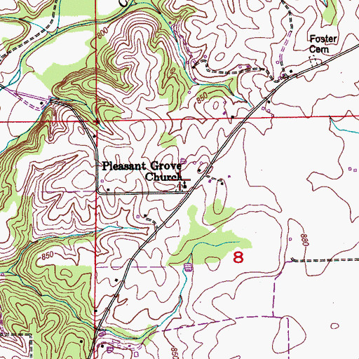 Topographic Map of Pleasant Grove Baptist Church, AL