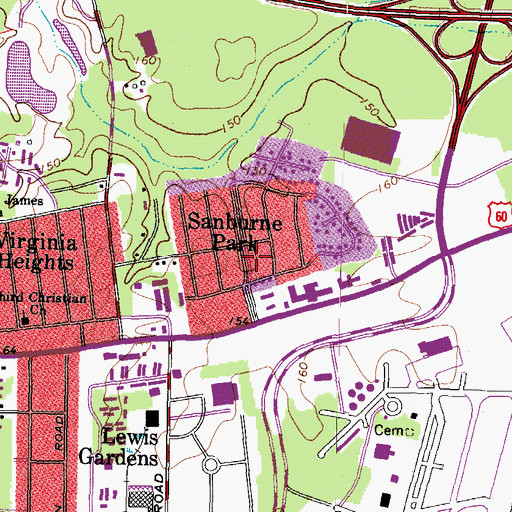Topographic Map of Sanburne Park, VA