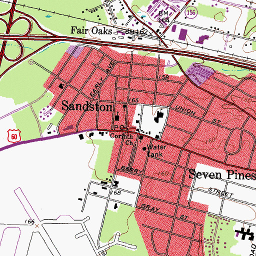 Topographic Map of Sandston, VA