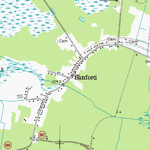 Topographic Map of Sanford, VA