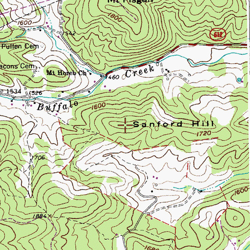 Topographic Map of Sanford Hill, VA