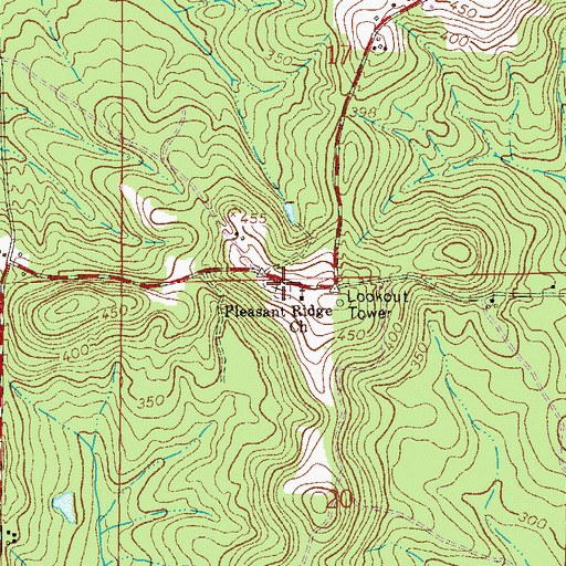 Topographic Map of Pleasant Ridge Primitive Baptist Church, AL