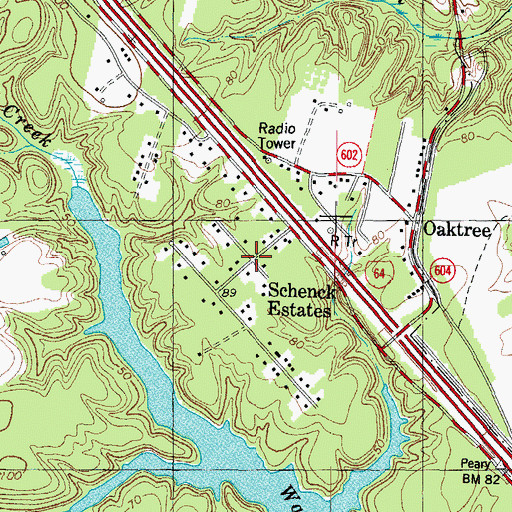 Topographic Map of Schenck Estates, VA