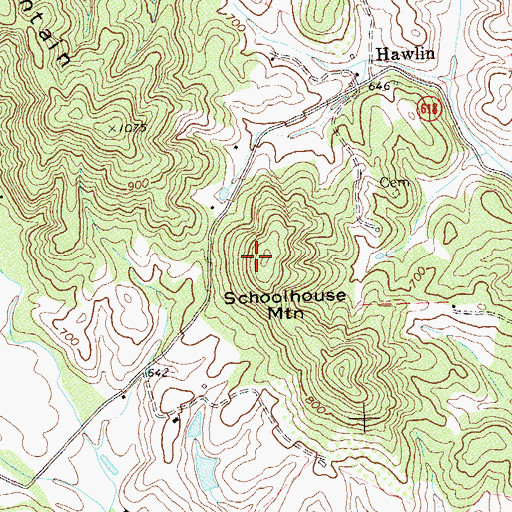 Topographic Map of Schoolhouse Mountain, VA