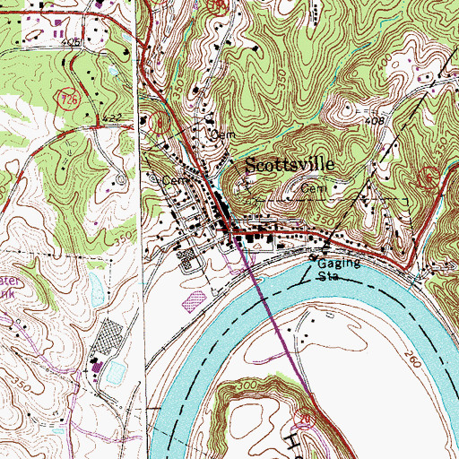 Topographic Map of Scottsville, VA