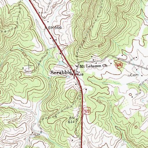 Topographic Map of Scrabble, VA