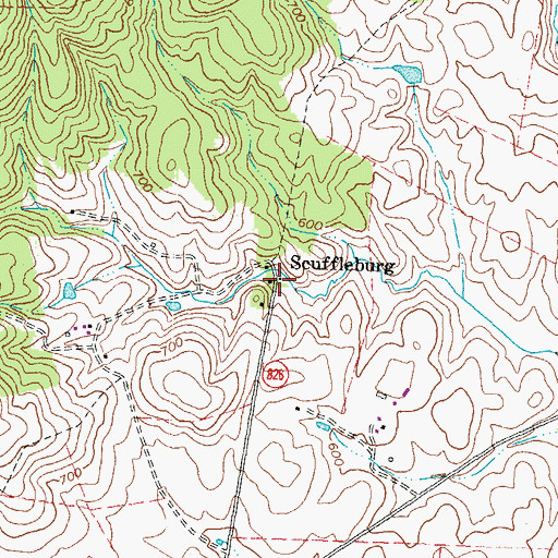 Topographic Map of Scuffleburg, VA