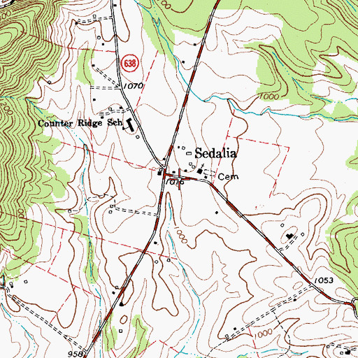 Topographic Map of Sedalia, VA