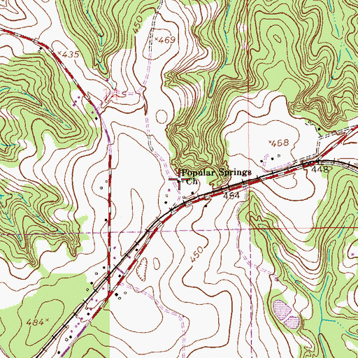 Topographic Map of Popular Springs Baptist Church, AL