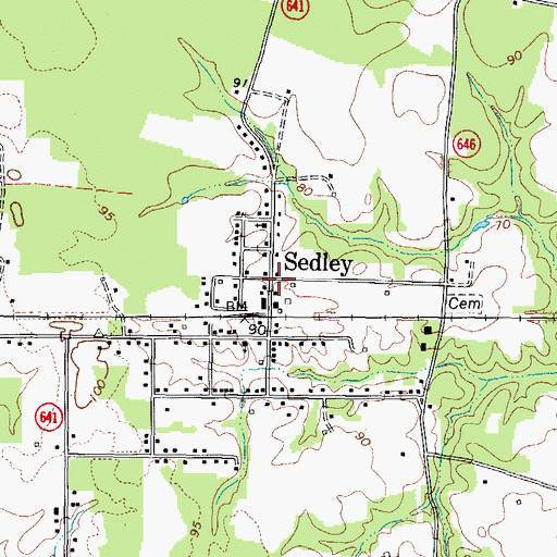 Topographic Map of Sedley, VA