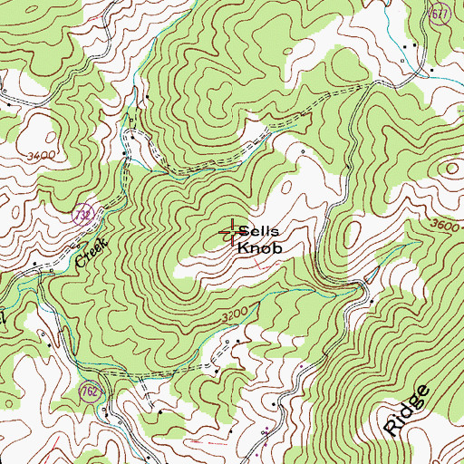 Topographic Map of Sells Knob, VA