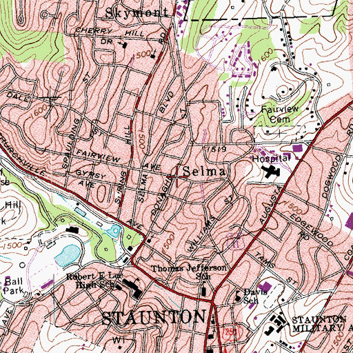 Topographic Map of Selma, VA