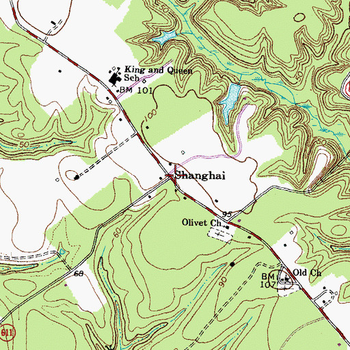 Topographic Map of Shanghai, VA