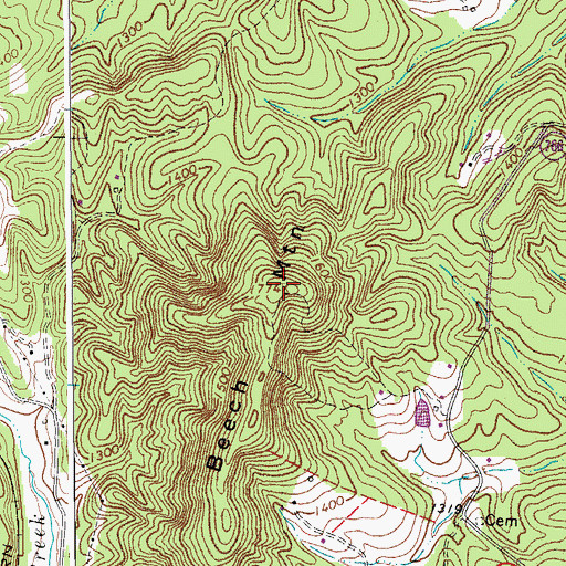 Topographic Map of Beech Mountain, VA