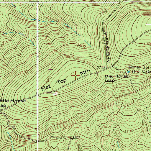 Topographic Map of Flat Top Mountain, VA