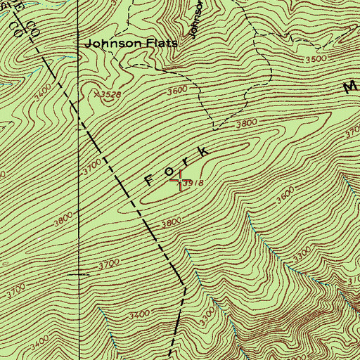 Topographic Map of Fork Mountain, WV