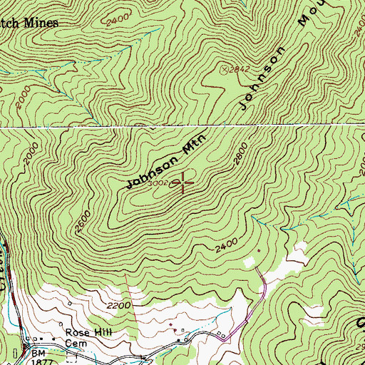 Topographic Map of Johnson Mountain, VA