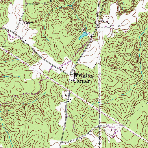 Topographic Map of Wrights Corner, VA