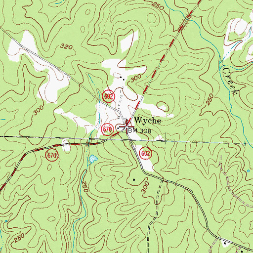 Topographic Map of Wyche, VA