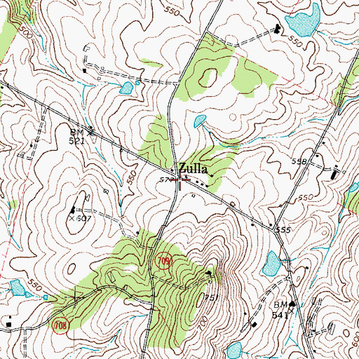 Topographic Map of Zulla, VA