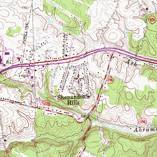 Topographic Map of Shenandoah Hills, VA
