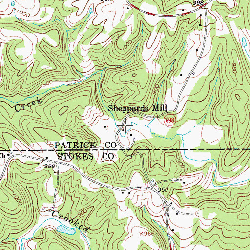 Topographic Map of Sheppards Mill, VA