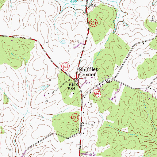 Topographic Map of Shifflet Corner, VA