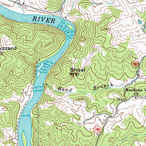 Topographic Map of Shoal Hill, VA
