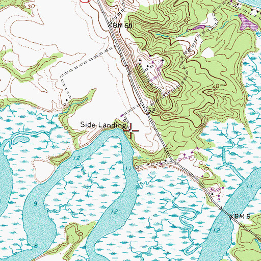 Topographic Map of Side Landing, VA